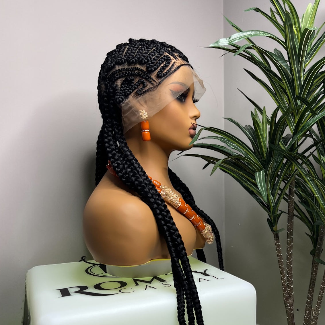 Ready to ship next day(FREE SHIPPING)! Braided wig, Perruque, 46" extra long Full Lace braided wig for black women