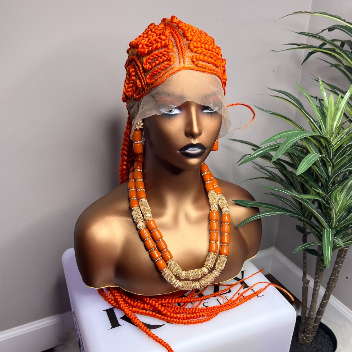 Ready to ship next day(FREE SHIPPING)! Braided wig, Perruque, 46" extra long Full Lace braided wig for black women