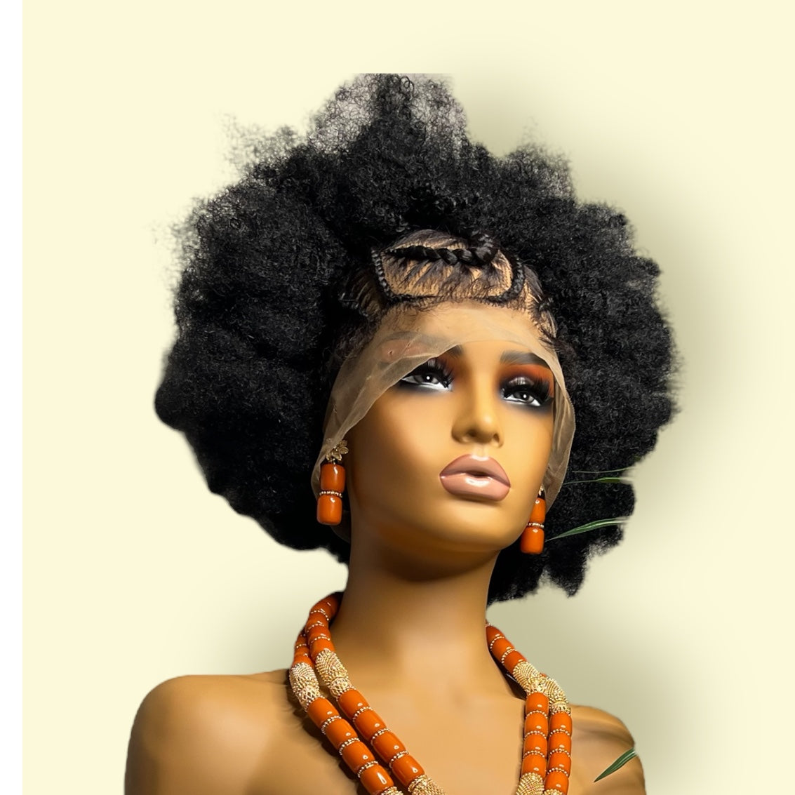 Lace Front half synthetic braided wig for afro women