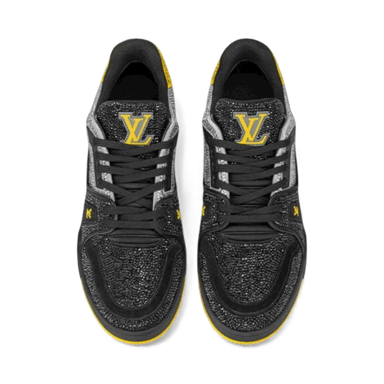 LV Trainer Black Grey Yellow Crystals