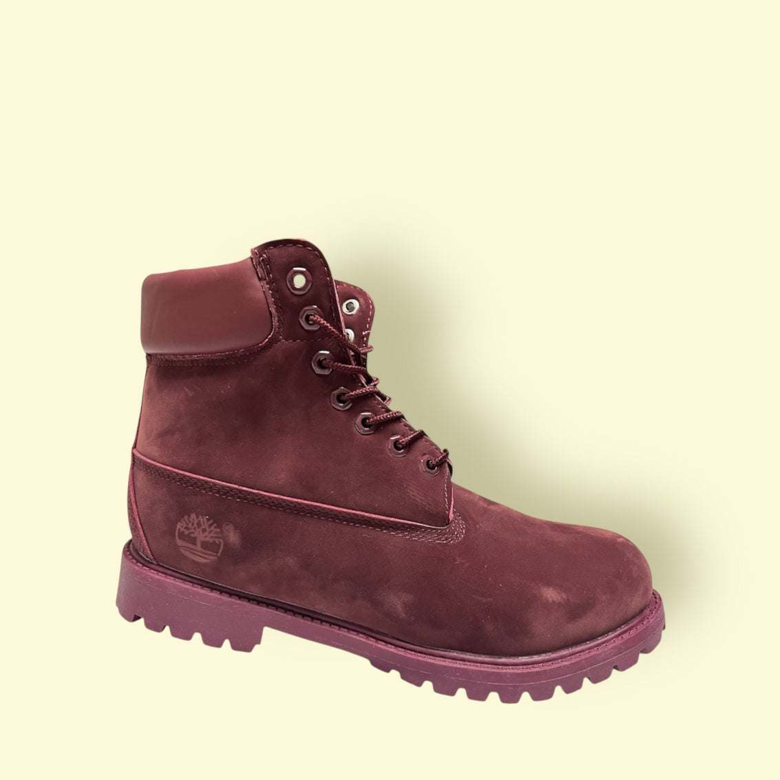 Timberland Red durable red leather safety boot with padded collar and rugged sole