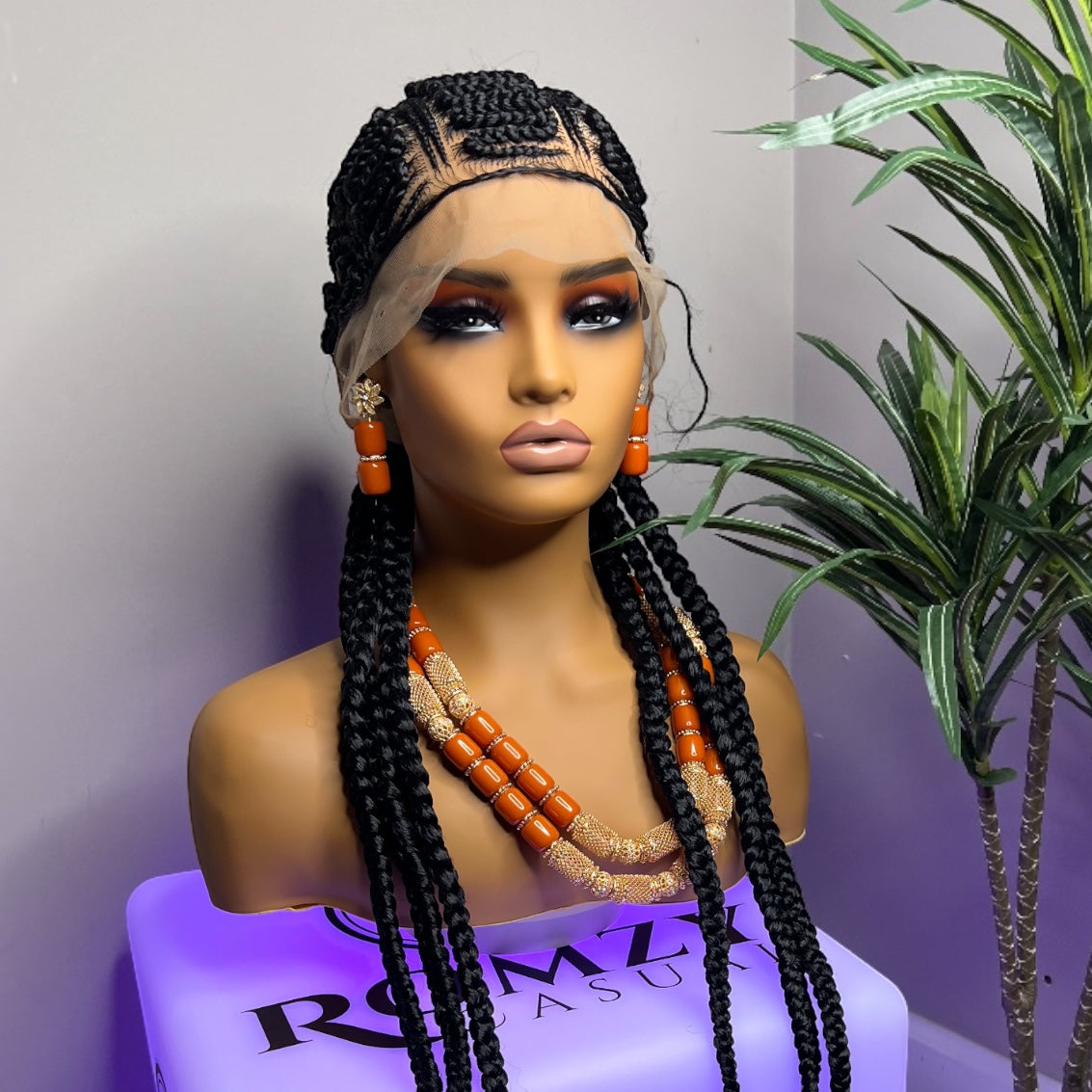 Ready to ship next day(FREE SHIPPING)! Braided wig, Perruque, 46" extra long Full Lace braided wig for black women