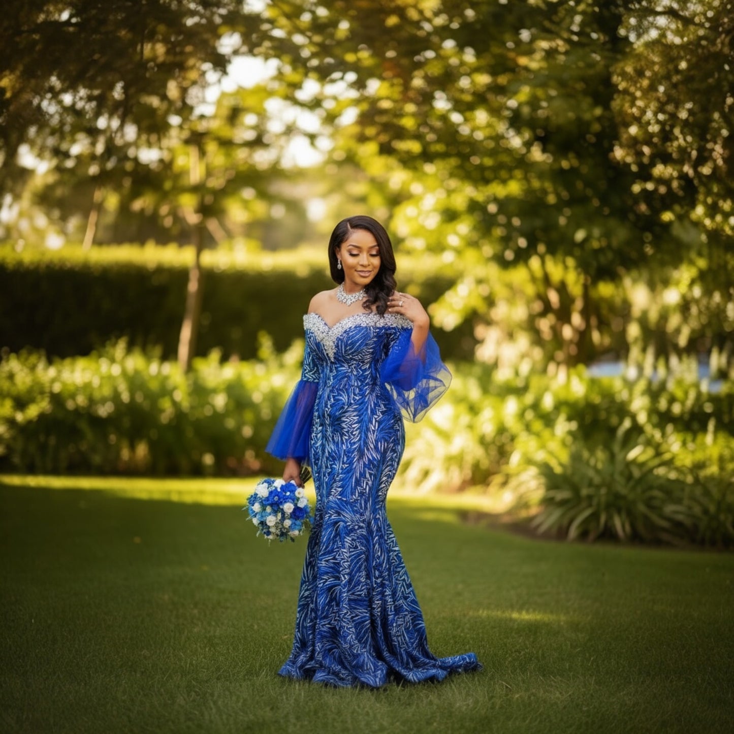 Royal Indigo Couple Set made-to-Order Luxury African Attire