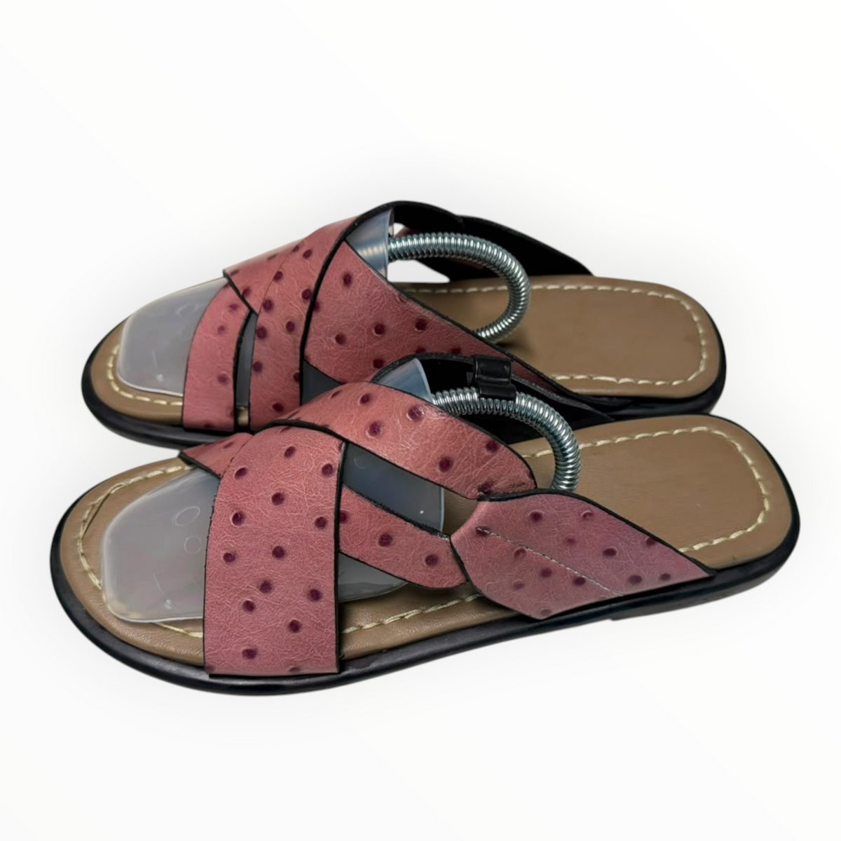 Romzy Burgundy Cross-Strap sandals