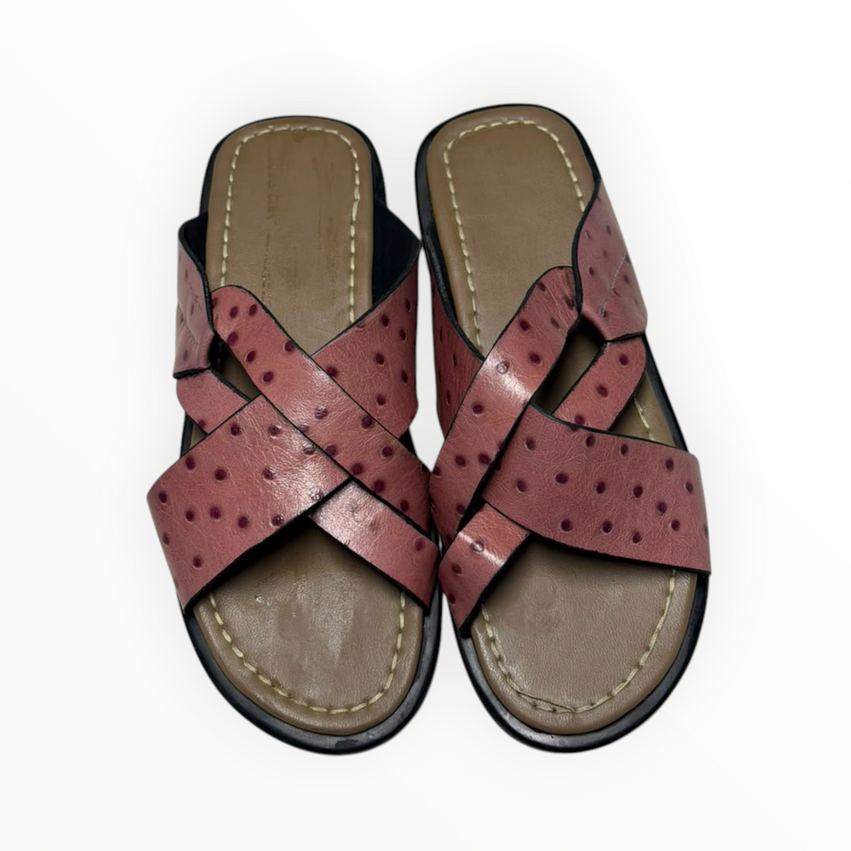 Romzy Burgundy Cross-Strap sandals