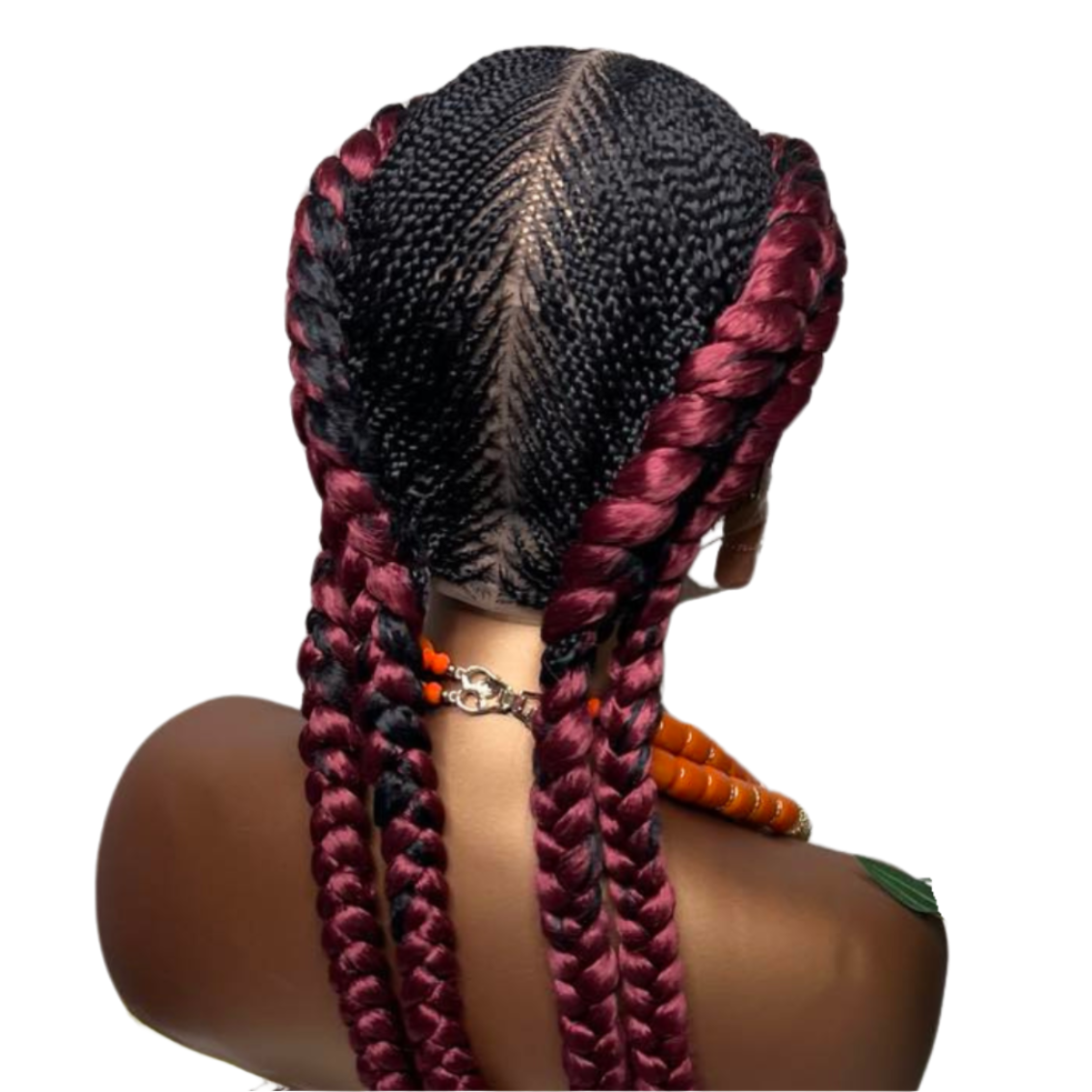 Long black red  Braided Wig