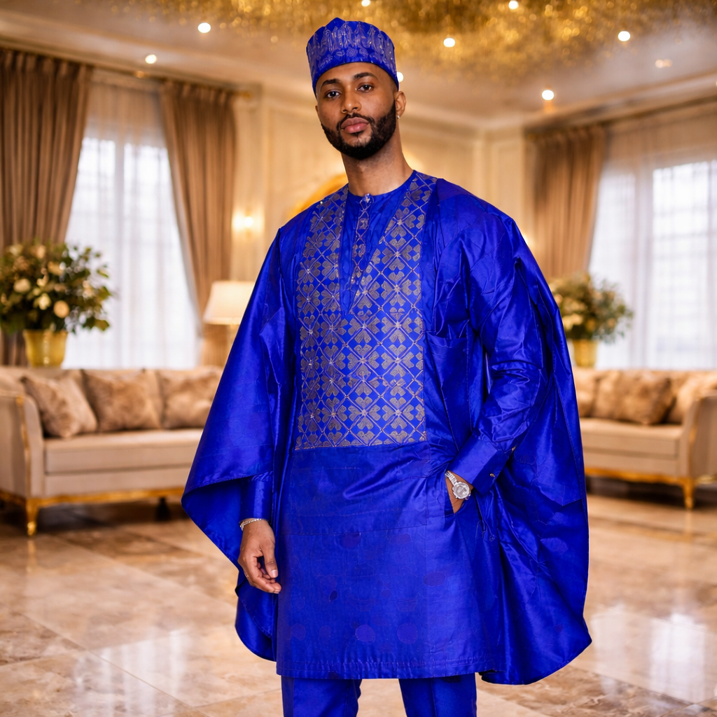 Royal Sapphire couple Set Made-to-Order Luxury African Attire