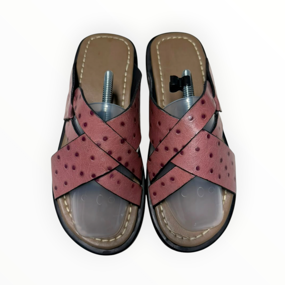 Romzy Burgundy Cross-Strap sandals