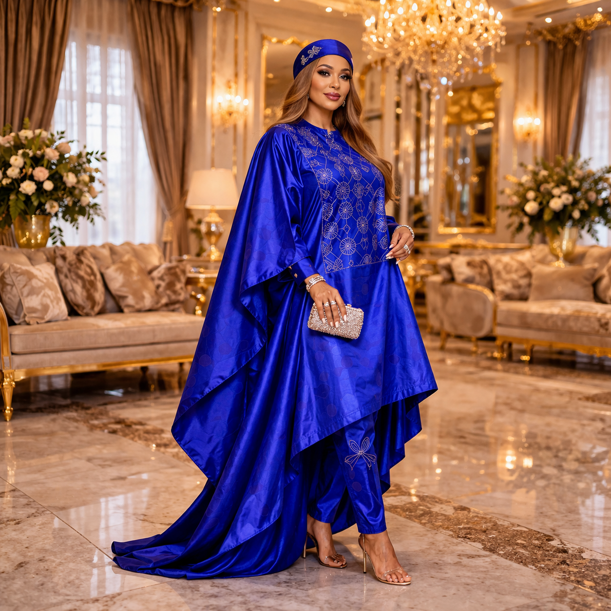 Royal Sapphire couple Set Made-to-Order Luxury African Attire