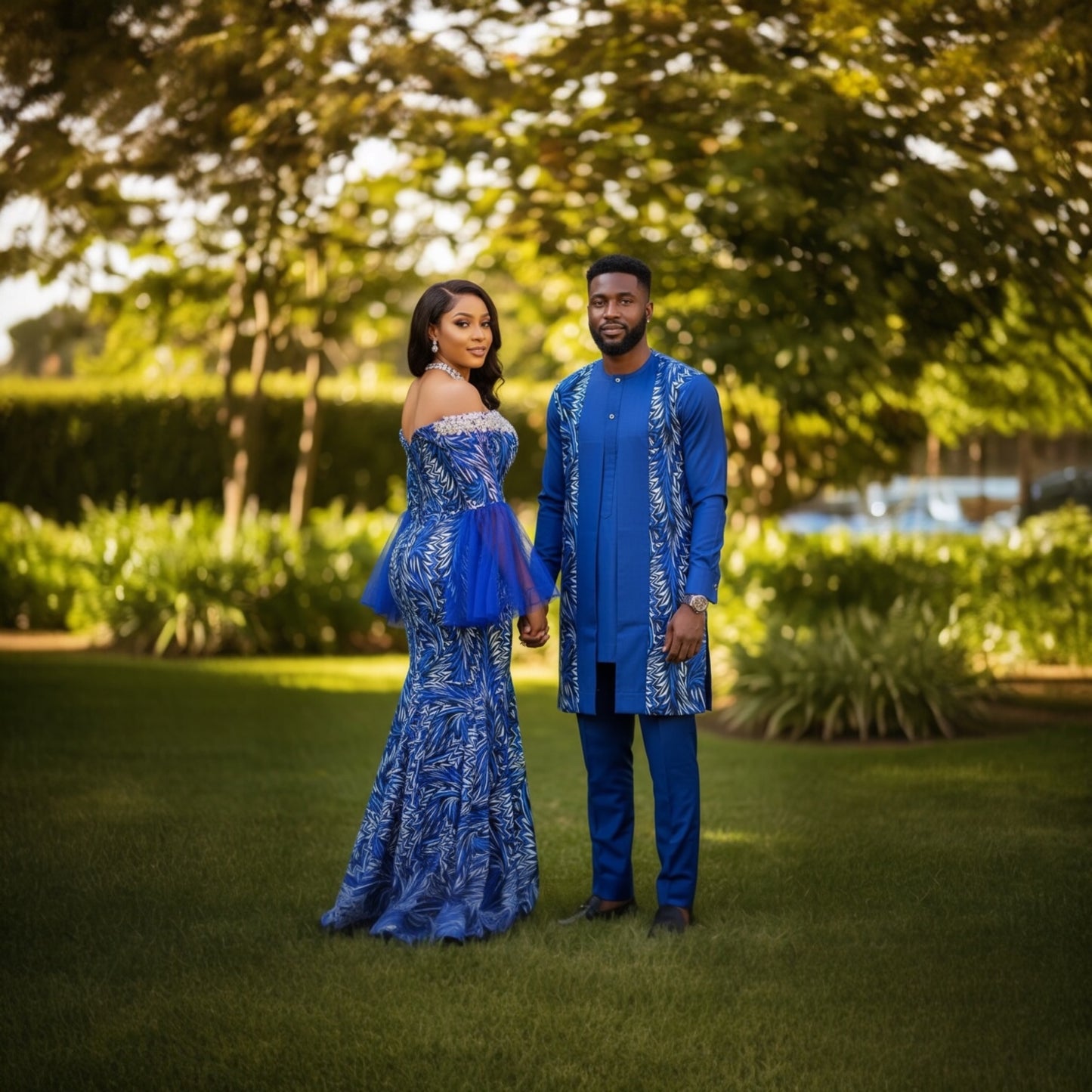 Royal Indigo Couple Set made-to-Order Luxury African Attire