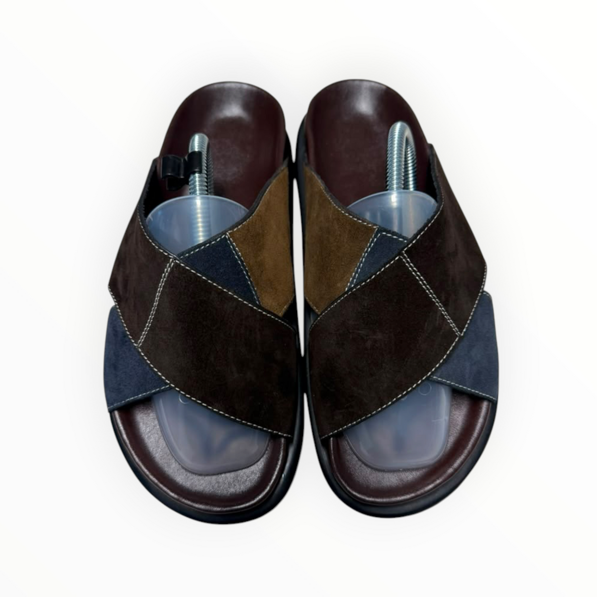 Romzy velvet Brown Cross-strap Sandals