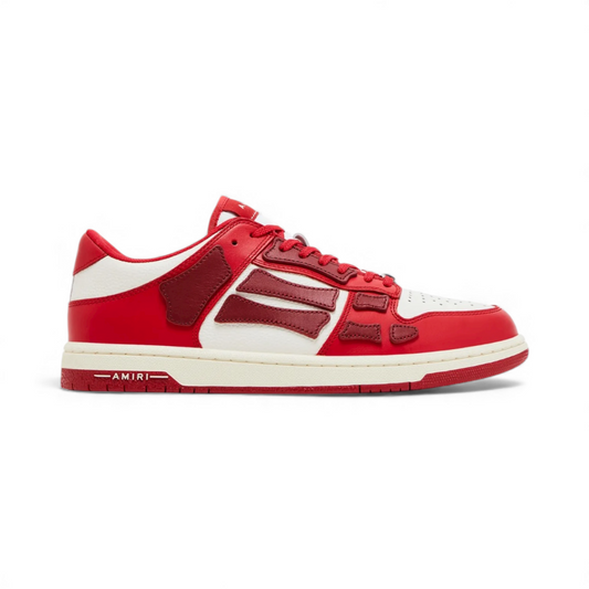 Amiri Skel Top Low red and white low-top sneaker with bold streetwear design