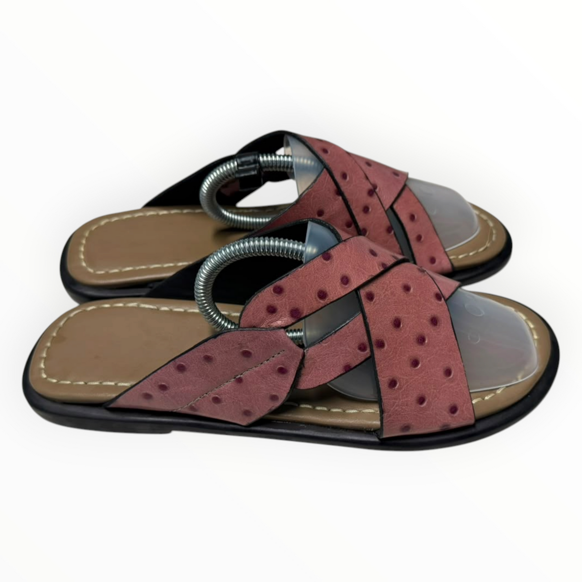 Romzy Burgundy Cross-Strap sandals