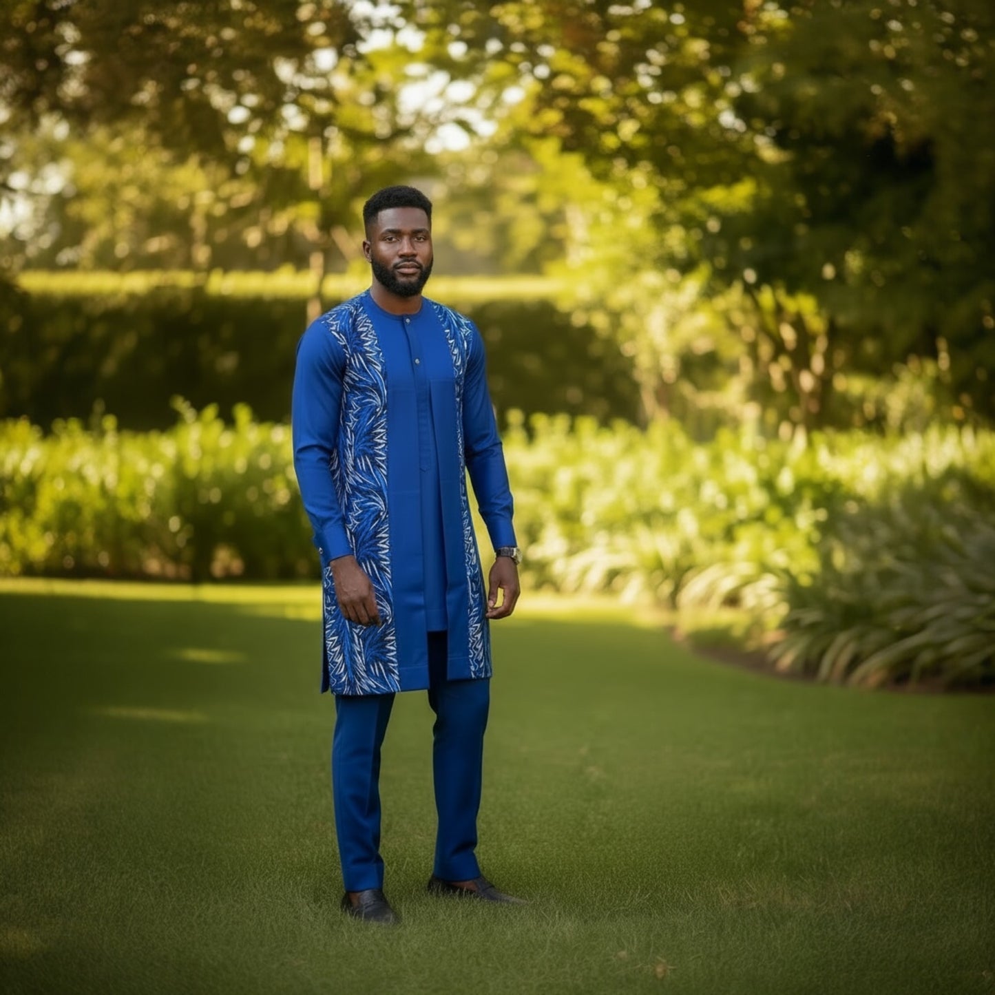 Royal Indigo Couple Set made-to-Order Luxury African Attire