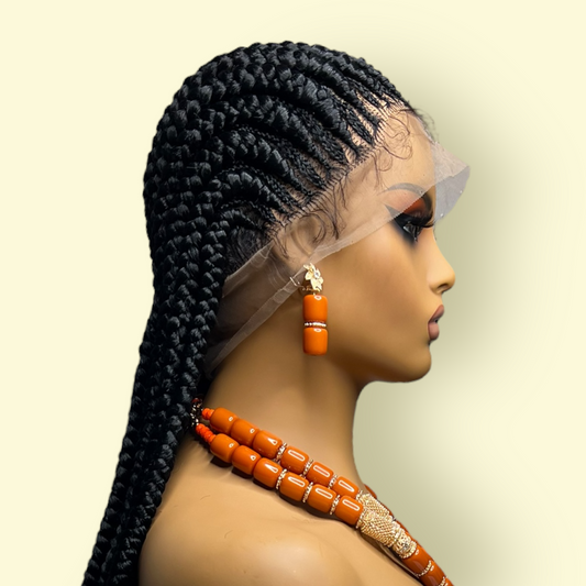 35-inch full lace braided wig for black women with natural hairline and breathable design, ready to ship with free next-day delivery