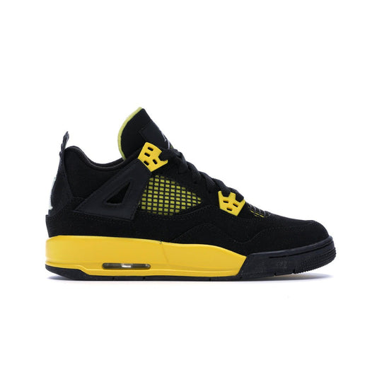 2012 Air Jordan Retro 4 Thunder GS black and yellow sneaker side view